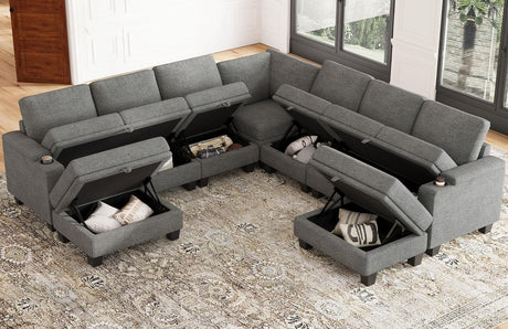 Sectional Sofa L Shaped Sectional Couch with Storage Ottoman Convertible