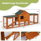 83” Extra Large Wooden Rabbit Hutch Outdoor Easy to Assemble and Durable