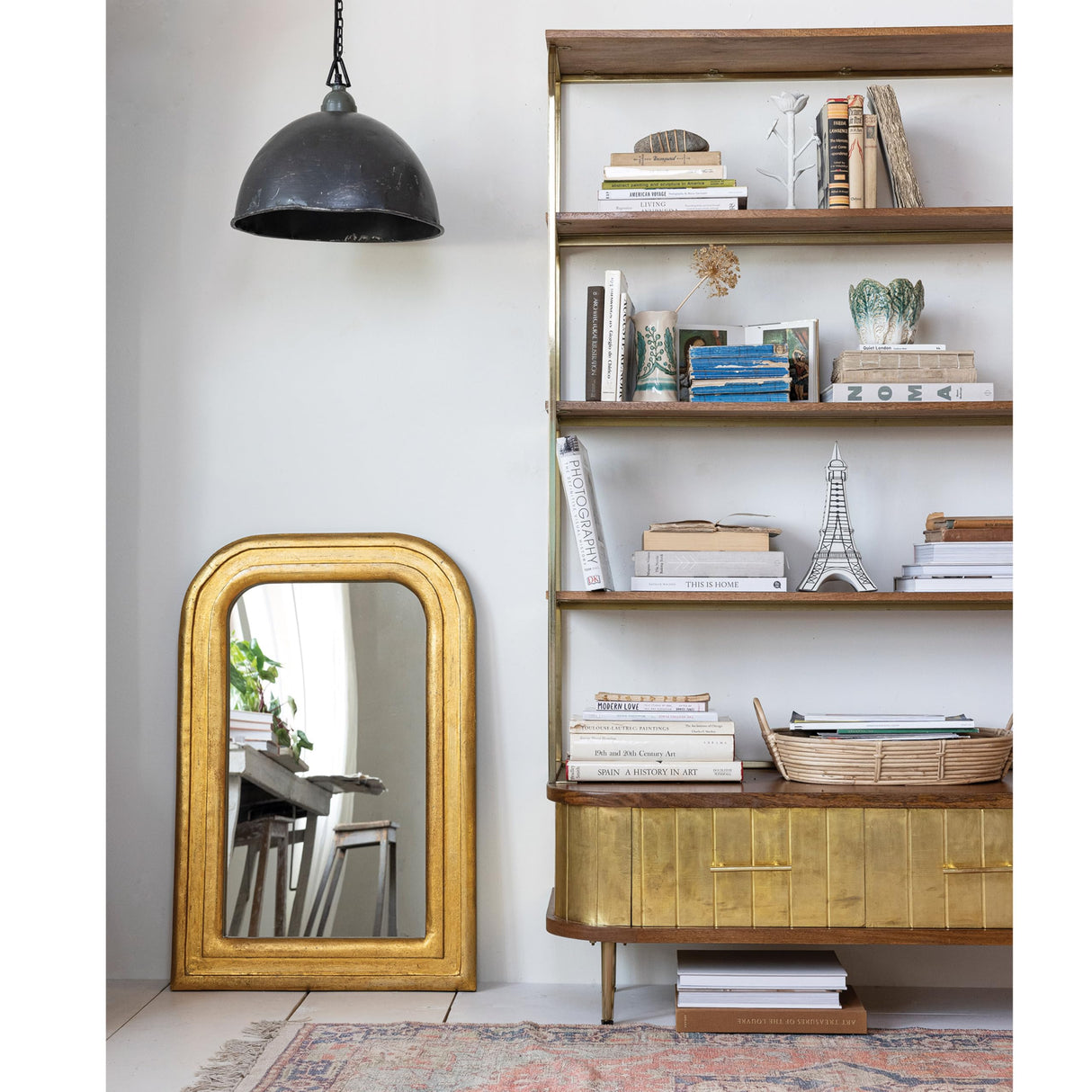 Antique Mango Wood Oval Wall Mirror, Gold