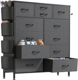 Dresser for Bedroom with 12 Drawers, Tall Dresser Chest of Drawers with Side Pockets