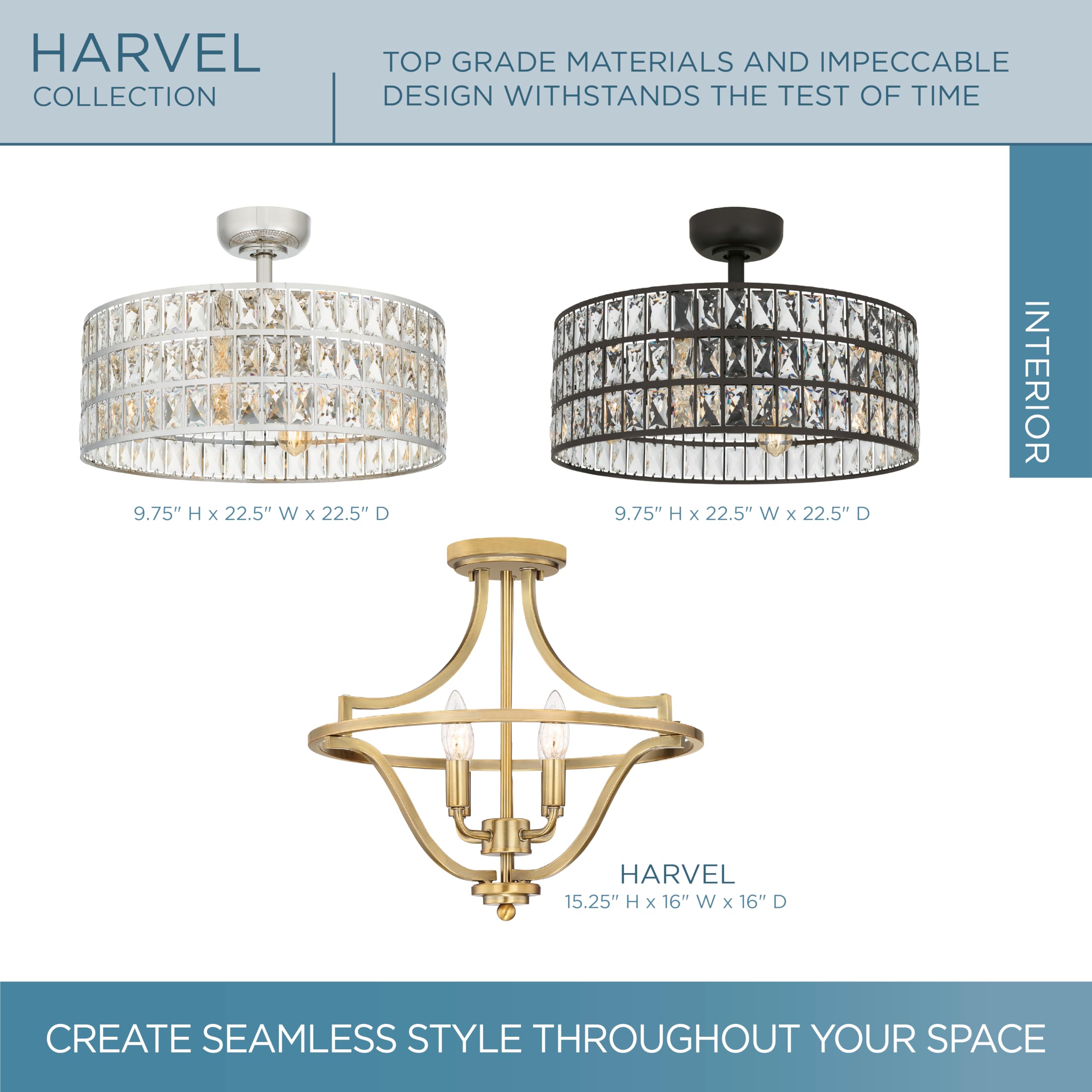 Harvel Semi-Flush Mount Ceiling Light - 16 Inch 4-Light Weathered Brass Chandelier