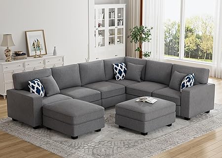 Modular Sectional Sofa U Shaped Sofa Couch with Ottoman Modern