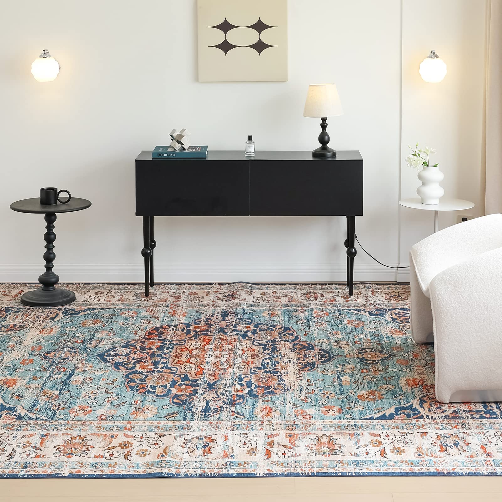 Washable Rug, 5'x7' Stain Resistant Washable Rug, Machine Washable Rug with Non-Slip