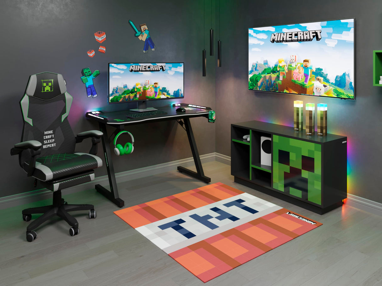Minecraft Gaming Chair - Height Adjustable High Back with Footrest