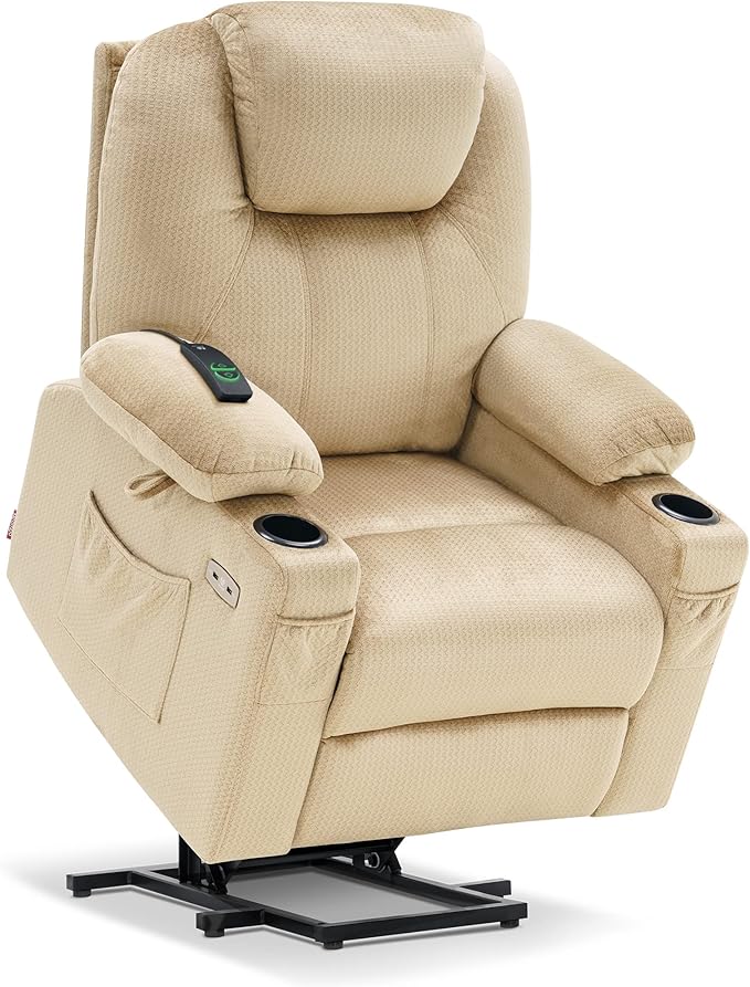 Medium Power Lift Recliner Chair Sofa with Massage and Heat for Elderly, 3 Positions