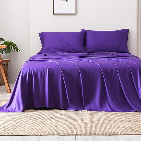 100% Viscose Derived from Bamboo Sheets Queen Size, Cooling 16" Deep Pocket Sheets for Queen Size Bed Sheets