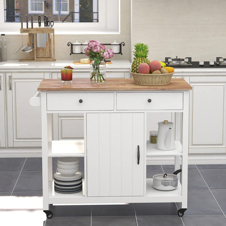 Kitchen Cart on Wheels with Wood Top, Utility Wood Kitchen Islands