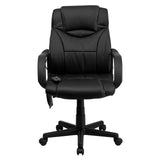 Laverne Mid-Back Ergonomic Massaging Black LeatherSoft Executive Swivel Office