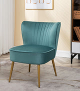 Modern Velvet Accent Chair for Living Room, Bedroom, or Entryway, Stylish and Comfortable Armless Design with Metal Legs, Teal