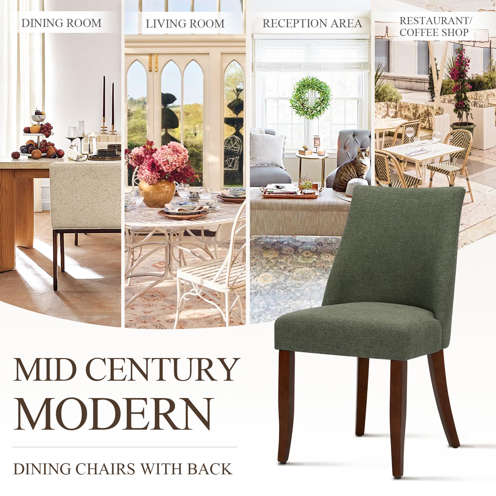 Mid-Century Modern Upholstered Dining Chairs - Set of 4