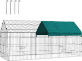 73" L Metal Chicken Playpen, Small Animal Cage, Pet Playpen Yard Fence for Rabbits, Chinchillas with Roof for Indoor & Outdoor, 29.5" H, Green