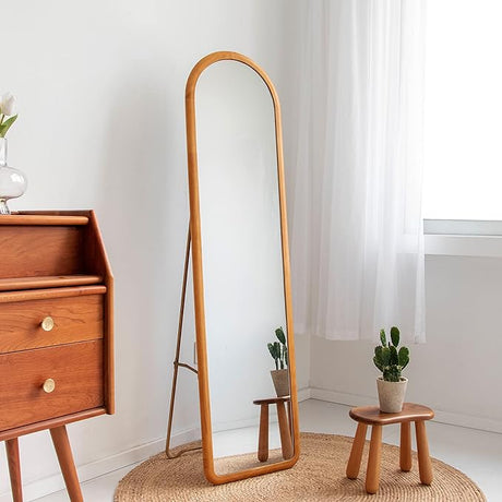 Arched Full Length Mirror with Stand, Fully Assembled Dressing Wall-Mounted Mirror