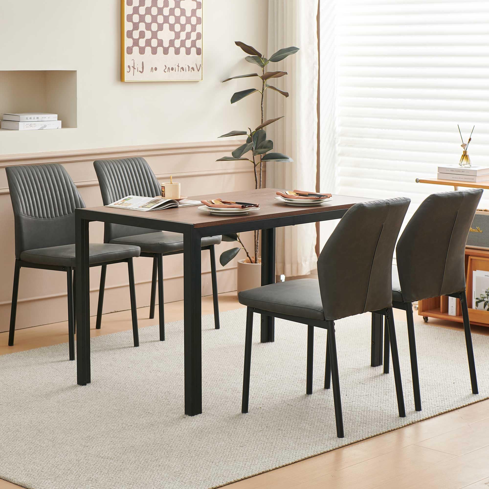 5-Piece Mid-Century Modern Dining Table Set for 4