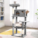 Cactus Cat Tree for Large Cats 53 Inches Multilevel Cat Tower with Large Hammock