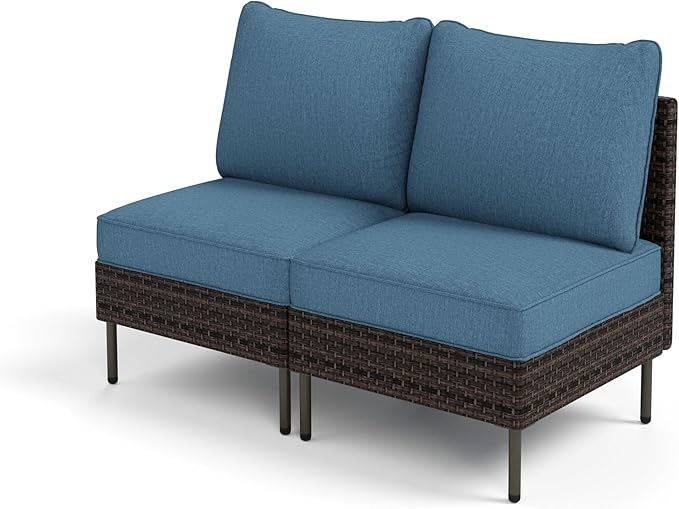 Outdoor Sectional Furniture Set, All-Weather Outdoor Wicker Sectional Sofa 6-Seats Patio