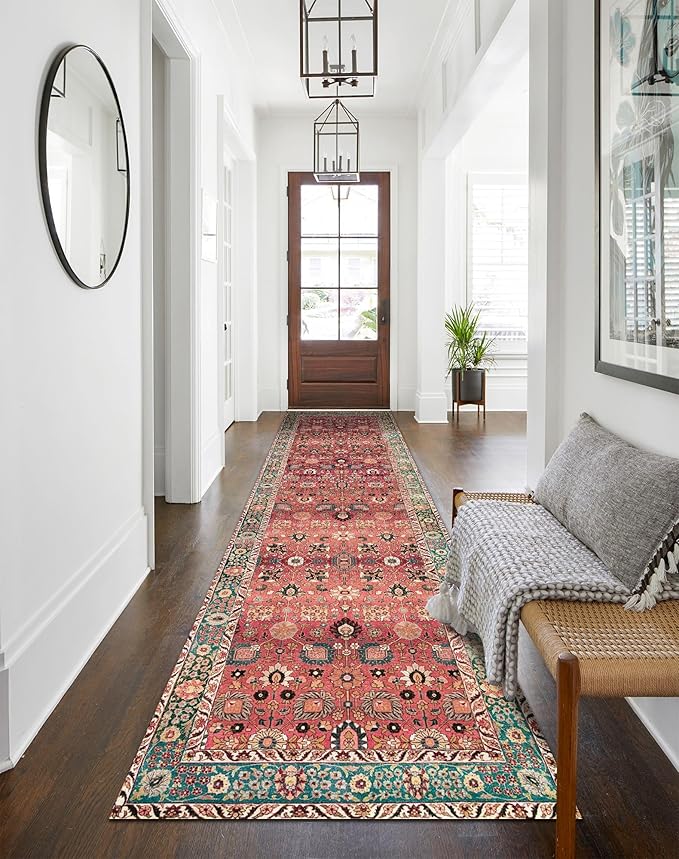 6x9 Area Rugs, Stain Resistant Washable Rug for Living Room, Vintage Inspired Rug