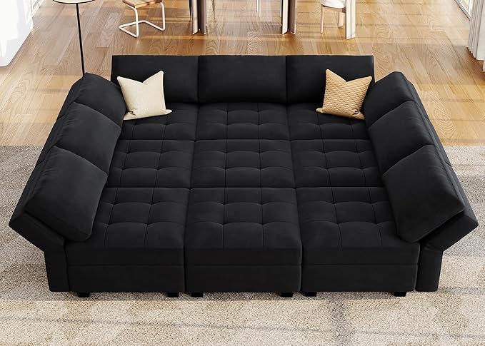 Sleeper Modular Sectional Sofa 9 Seater Sectional Sofa with Storage Modular Couch