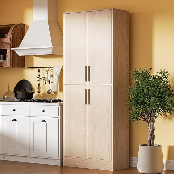 71" Tall Pantry Cabinet, 4 Doors Kitchen Pantry Storage Cabinet