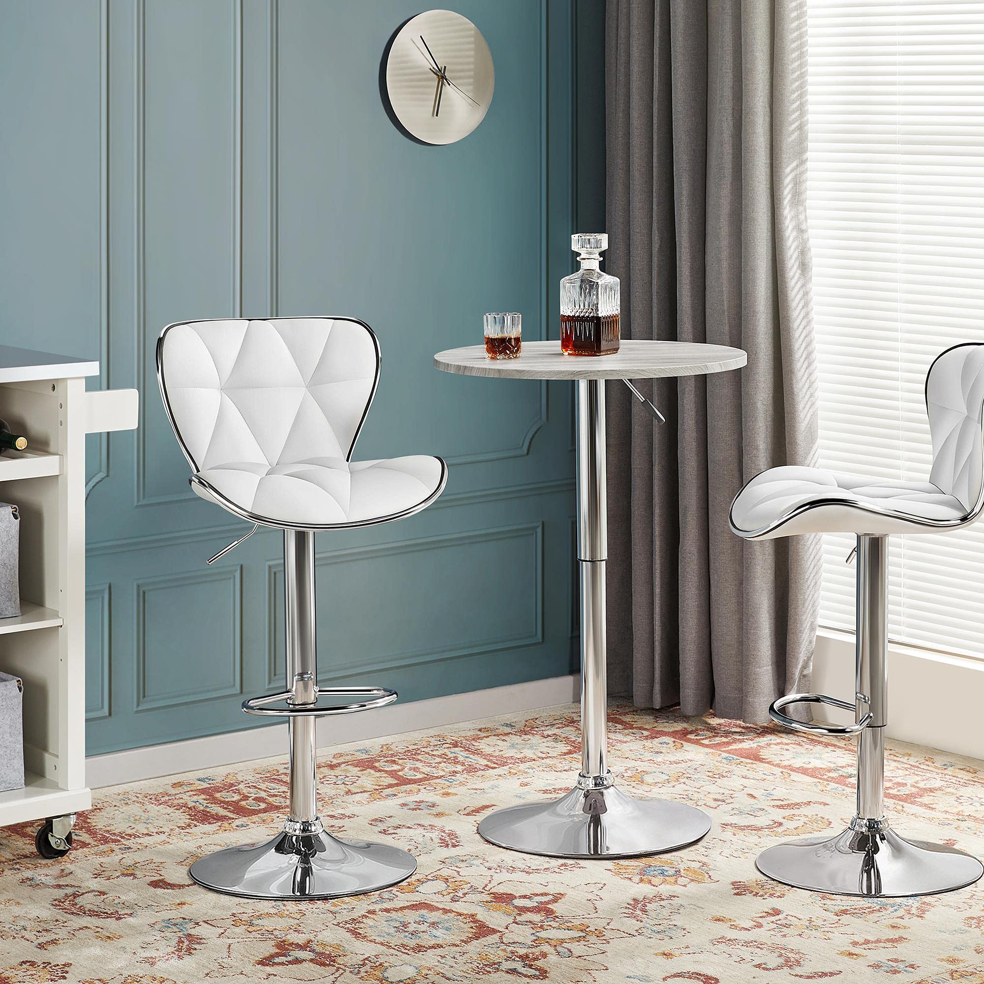 Round Pub Table Height Adjustable with 360 Swivel MDF Tabletop