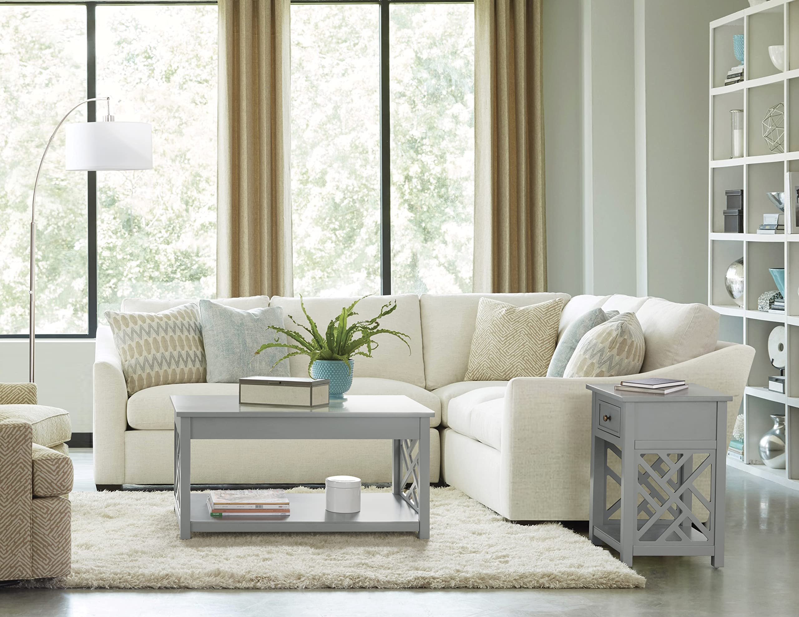 Coventry 36" W Wood Coffee Table, Gray
