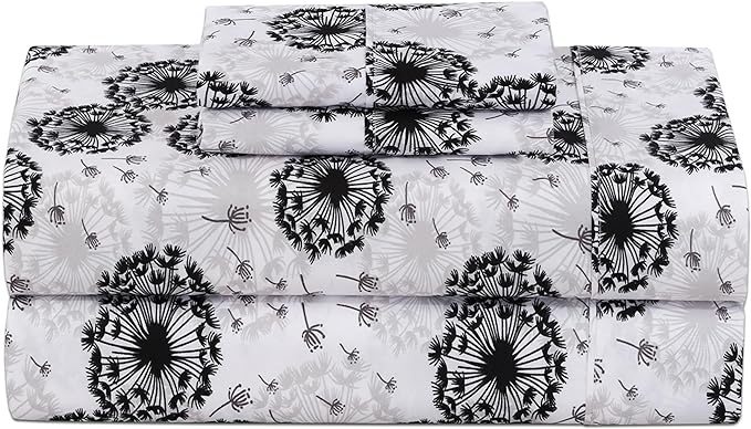 Queen Sheet Set - 4 PC Printed Bedding Sheets & Pillowcases - Hotel Luxury,