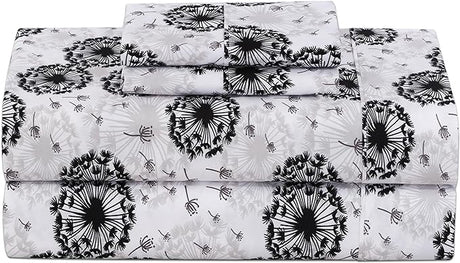 Queen Sheet Set - 4 PC Printed Bedding Sheets & Pillowcases - Hotel Luxury,