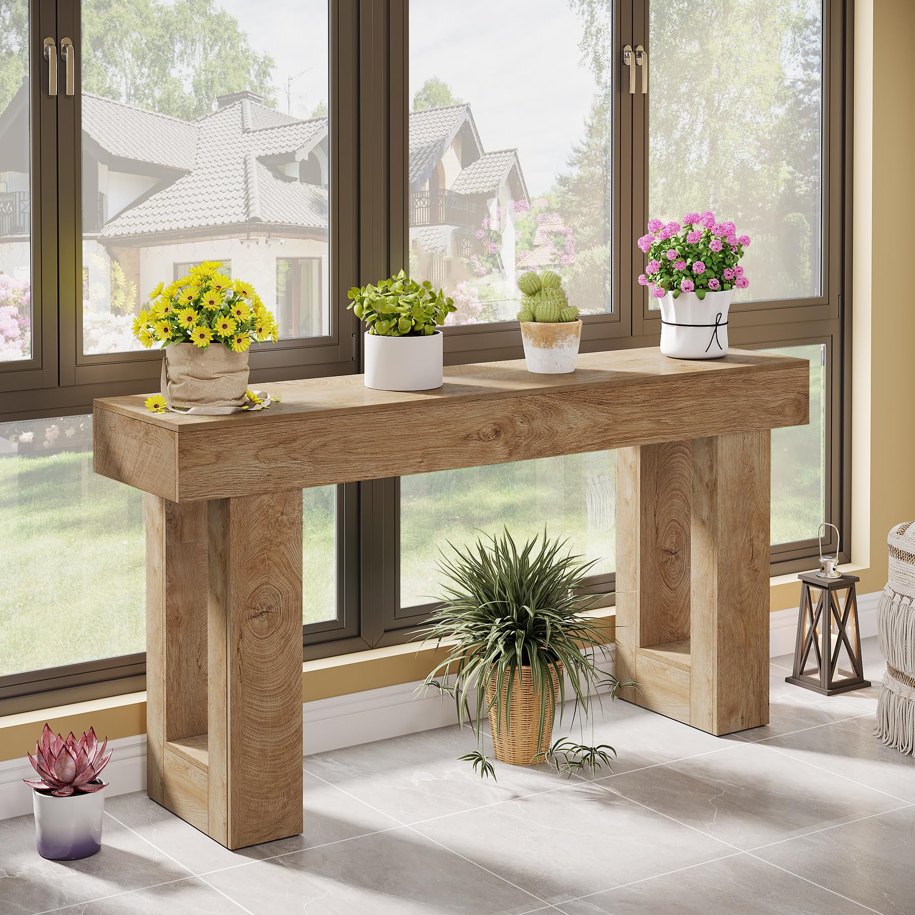 63-Inch Wooden Console Table - Farmhouse Entryway & Sofa Table
