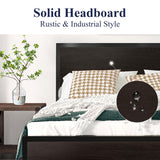 Queen Size Bed Frame with Wood Headboard and Footboard,