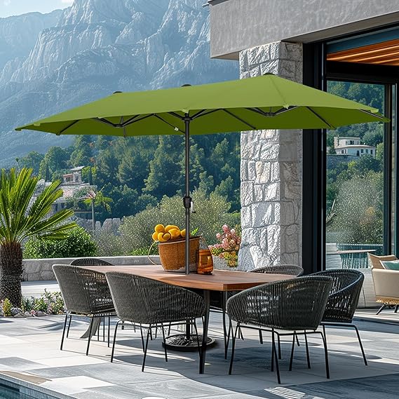 13ft Rectangle Patio Umbrella, Double Sided Outdoor Table Umbrella
