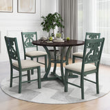 5-Piece Round Dining Table Set with Retro Chairs