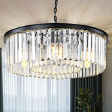 Gold Modern Crystal Chandelier, 3-Tier Round Flush Mount Ceiling Light Fixtures Height