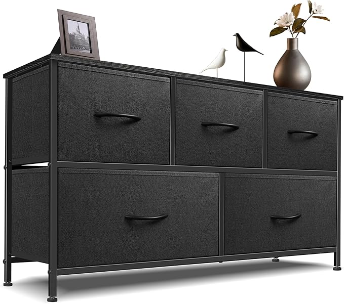 Dresser for Bedroom with 5 Drawers, Chest of Drawers, Storage Drawers Organizer Unit