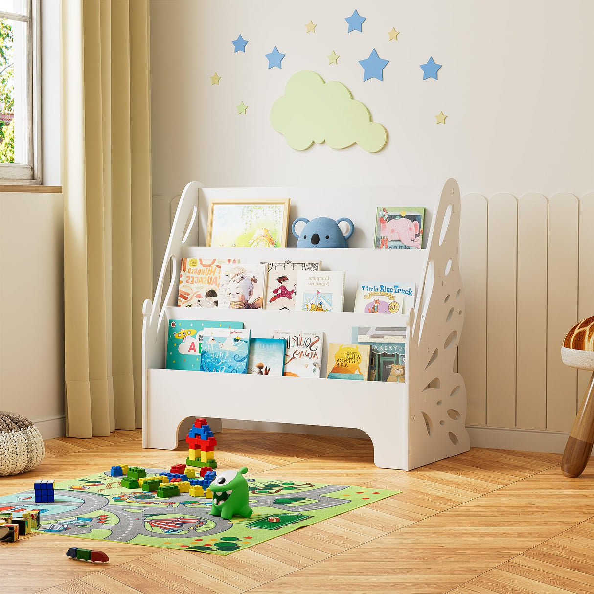 Butterfly Kids Bookshelf - Nursery Bookshelf for Storage Organizer, Free Standing