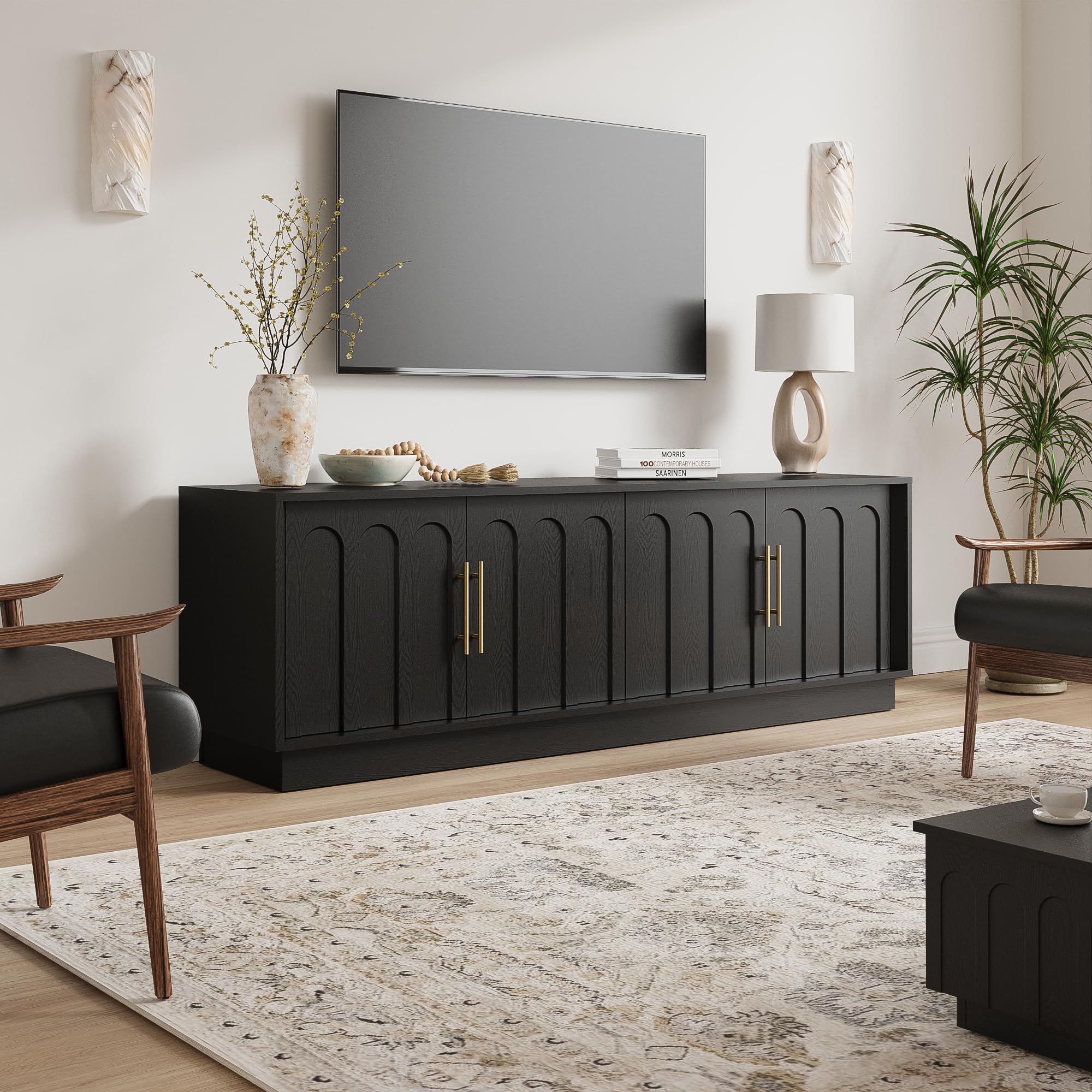 67" Modern TV Stand for 75 Inch TV with Adjustable Shelves