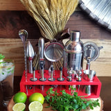 Professional Bartender Kit and Cocktail Shaker Set with Stand - 17 Piece Stainless Steel