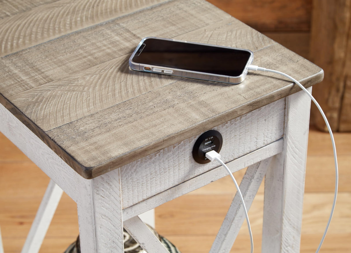 Adalane Modern Farmhouse Accent End Table, Whitewash