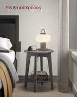 Side Table, Small Round End Table with Lower Shelf, Nightstand for Small Spaces