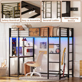 Loft Bed Twin Size with Desk and Shelves for Teens Adult, Loft Bed Frame