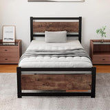 King Size Bed Frame with Wooden Headboard