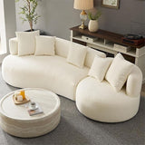 110.23" Curved Sofa with 360 Swivel Arm Chair - Modern Upholstery Boucle 3 Seat Couch