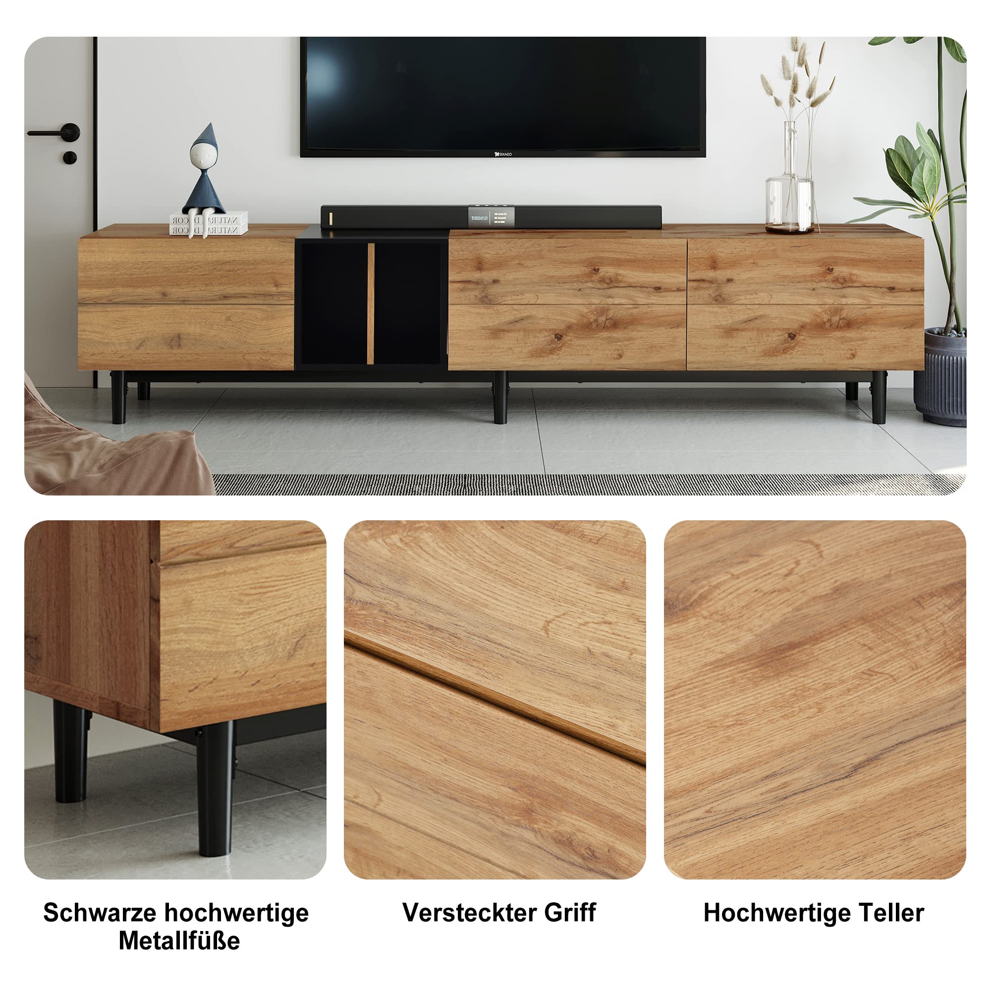 77-Inch Modern TV Stand with Storage Cabinets