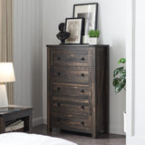 Farmhouse 5 Drawers Dresser Chests for Bedroom, Wood Rustic Tall Chest of Drawers,