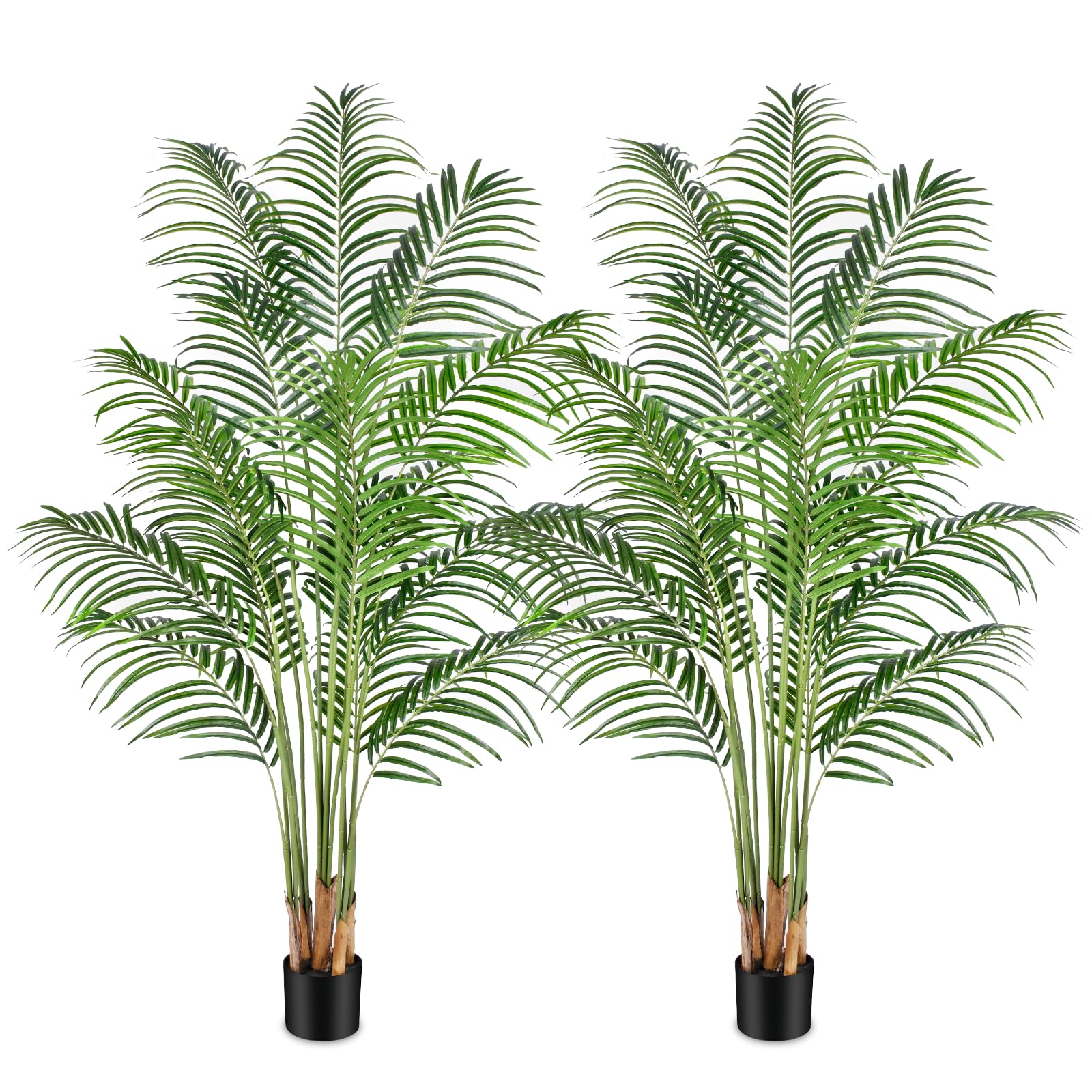Artificial Palm Tree 6ft Tall Fake Palm Tree Indoor Decor with 18 Trunks and Real Bark Design Faux