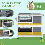 Rabbit Hutch Indoor Outdoor Bunny Cage with Wire-Netting,Large Guinea