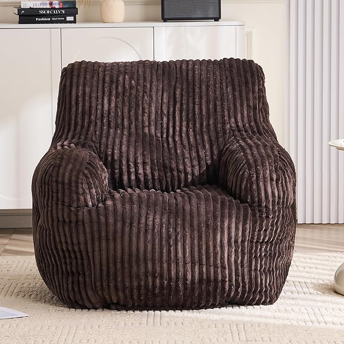 Large Bean Bag Chairs for Adults, Giant Bean Bag Arm Chair with Memory Foam