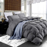 All-Season Goose Down Feather Fiber Comforter Queen Size Duvet Insert, Exquisite Pinch