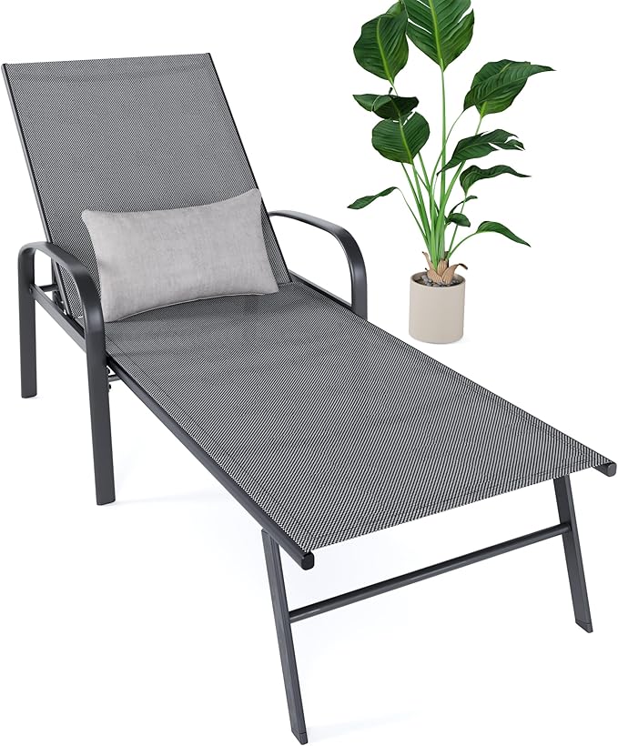 Outdoor Chaise Lounge Chairs Set of 2 Adjustable Pool Lounge Chair