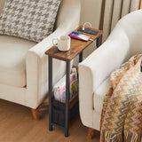 Slim Charging End Table with Storage - For Small Spaces and Bedroom