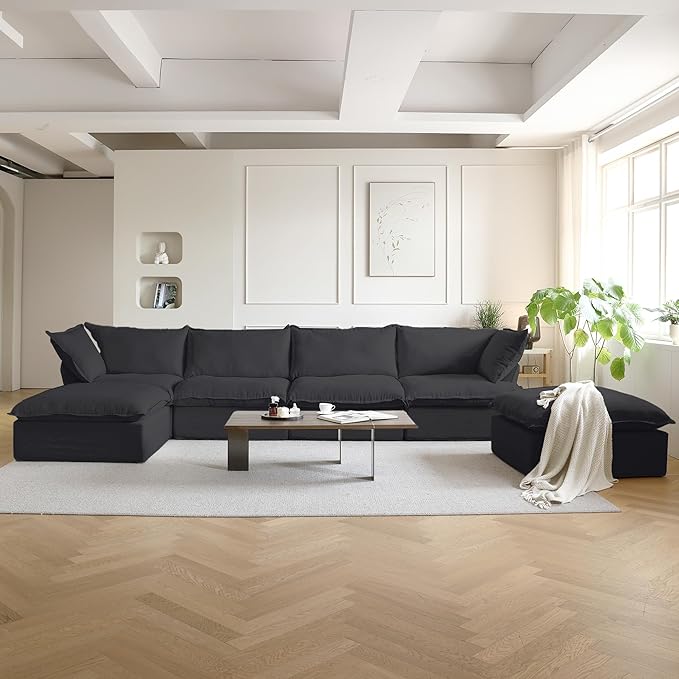 U Shape Couch Sectional for Living Room, Convertible Sectional Sofa