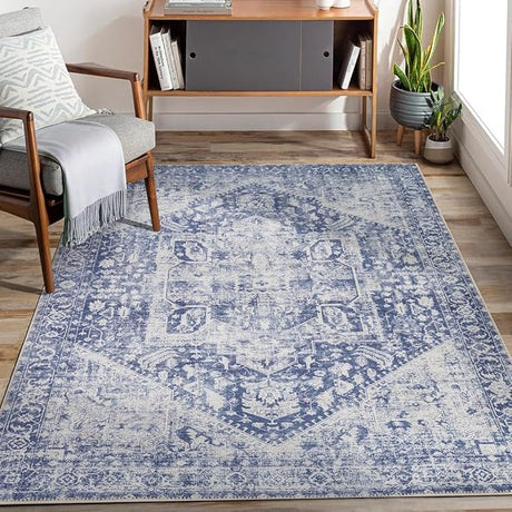 Machine Washable 2'6x6'6 Area Rug with Non Slip Backing for Living Room, Bedroom